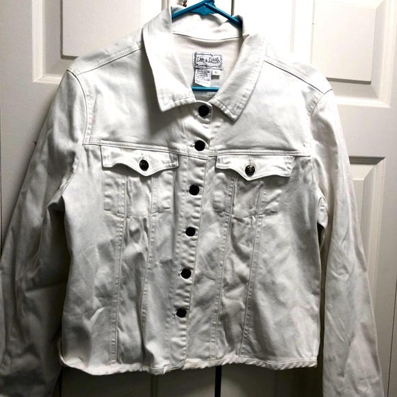 Women’s White Stretch Denim Jean Jacket by Live A Little Size XL - Picture 1 of 12